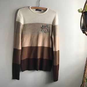 Vintage Brown Striped Deer at the Pond Sweater